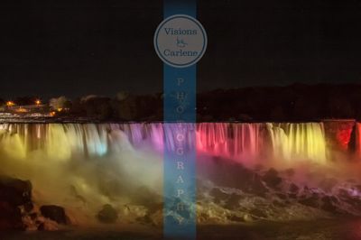 Niagara Falls illuminated at night